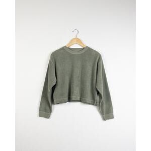 Vintage E.N.U.F. Internationale Cropped Terry Sweatshirt Small Sage Green